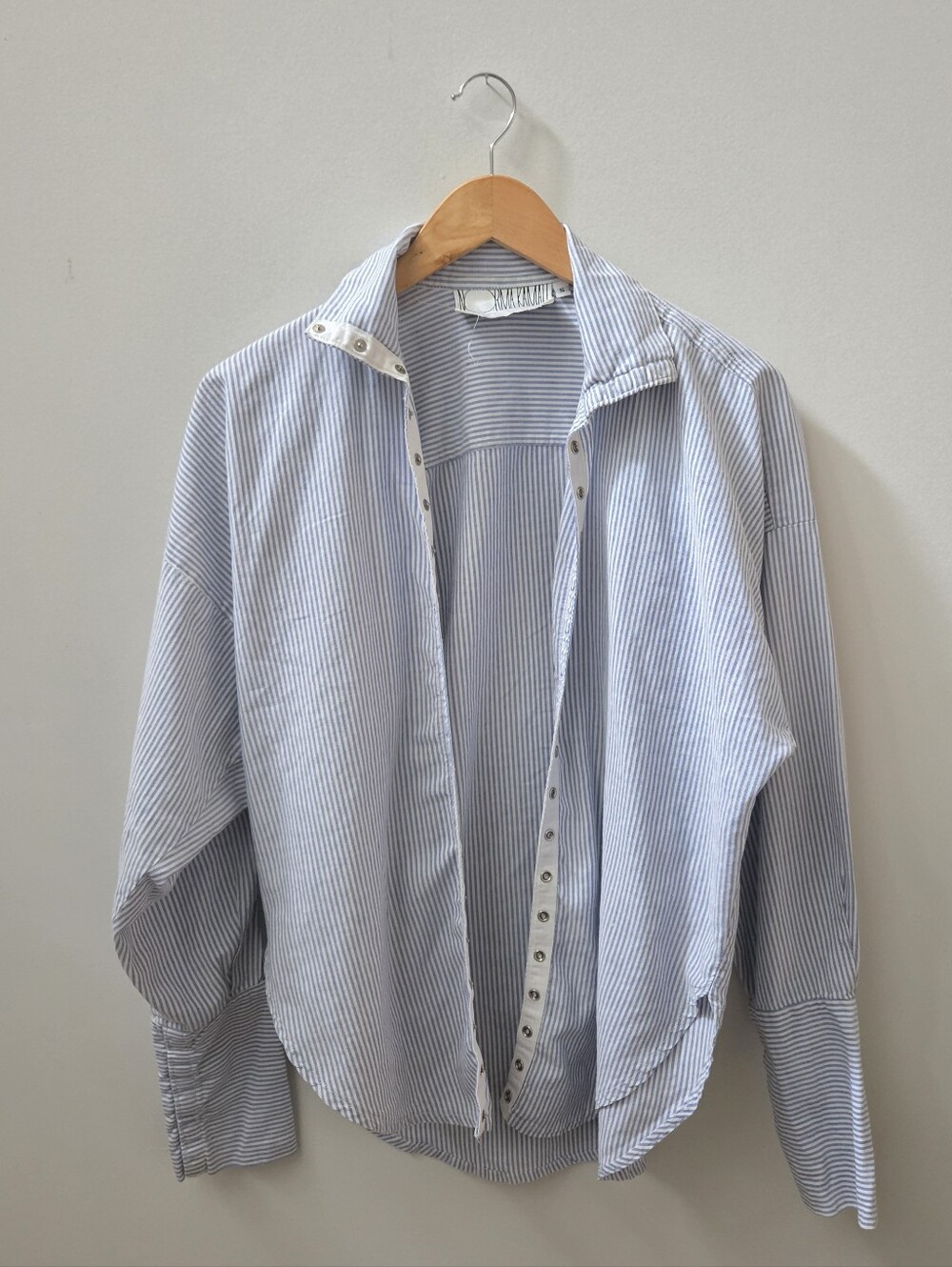Norma Kamali Button Up Pinstripe Shirt Cotton Small